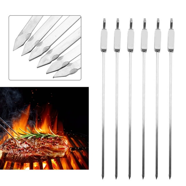 Brochetas De Acero Inoxidable 6 Uds Barbacoa Larga Deslizante