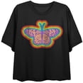 thumbnail image 5 of Multicolored Butterfly Crew Neck Short Sleeve Women's Black Crop T-shirt-Small, 5 of 7