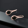 thumbnail image 5 of Gem Stone King 18K Rose Gold Plated Silver Black Onyx Drop Dangle Earrings for Women | 8.00 Cttw | Gemstone December Birthstone | Oval 12X10MM | 1.18 inch, 5 of 5
