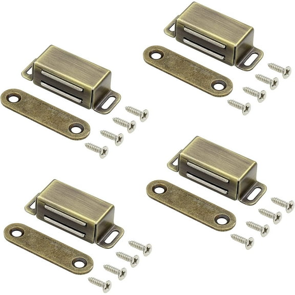 4 Pack Magnetic Door Catch, Heavy Duty Magnetic Cabinet, Stainless Steel Magnet Latch for Cabinets Shutter, Closet & Furniture Door, Furniture Latch 10 lbs, Bronze