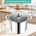 thumbnail image 7 of Walchoice 10 Quart 18/10 Stainless Steel Stockpot with Glass Lid, Extra Large Soup Pot Cookware with Measuring Markings for Cooking Simmering Stewing, Dishwasher Safe, 7 of 7