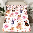 thumbnail image 2 of Castle Fairy Boys Girls Cartoon Animal Bow Dogs Twin Sheet Sets 3pcs,Happy Valentine's Day Twin Fitted Sheet Microfiber,Kawaii Love Heart Print Breathable Flat Sheet,Luxury Bedroom Decor, 2 of 7