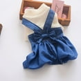 thumbnail image 5 of Frogued Pet Dress Bowknot Design Breathable Cotton Puppy Denim Overalls for Spring (Solid Color,L), 5 of 13