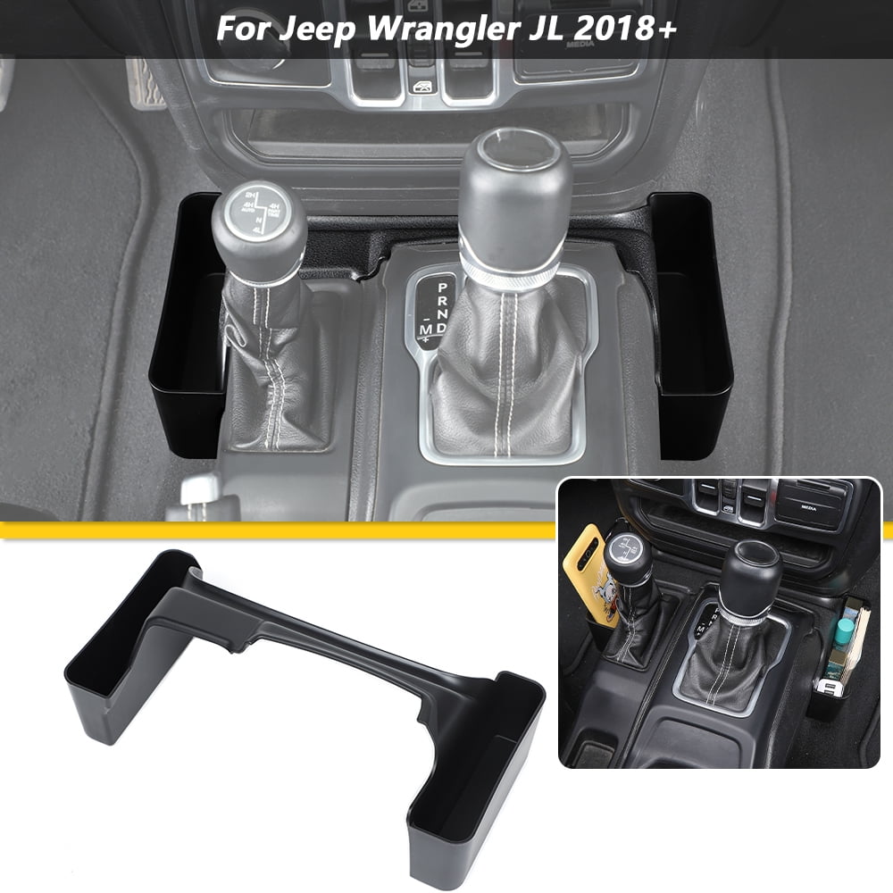 Gear Shifter Console Side Storage Box For 2018-2021 2022 Jeep Wrangler JL JLU Rubicon Sport Sahara JT Organizer Tray Interior Accessories Black Fits 4Door 