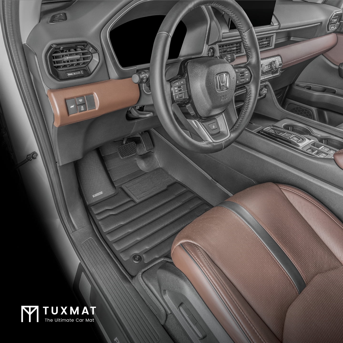 TuxMat - for Honda Pilot 8-Seater 2023-2025 Models - Custom Car Mats - Maximum Coverage, All Weather, Laser Measured - This Full Set Includes 1st, 2nd and 3rd Rows