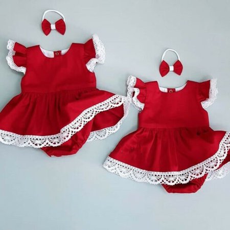 

Newborn Baby Girl Xmas Clothes Lace Romper Tutu Dress Jumpsuit Headband Outfits