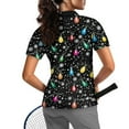 thumbnail image 2 of COEQINE Women Short Sleeve Golf Shirts Moisture Wicking Quick Dry Fit Golf Tops Soft Workout Lightweight Polo Shirts Multicolor Light and Snowflake Print 1/4 Zip Sportswear, S, 2 of 7