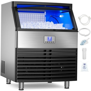 QAUSOU Commercial Ice Maker Machine, 450 Lbs/24H Under Counter Ice Machine, Stainless Steel Freestanding ice Maker Machine 515W Compressor 120LBS Storage Bin