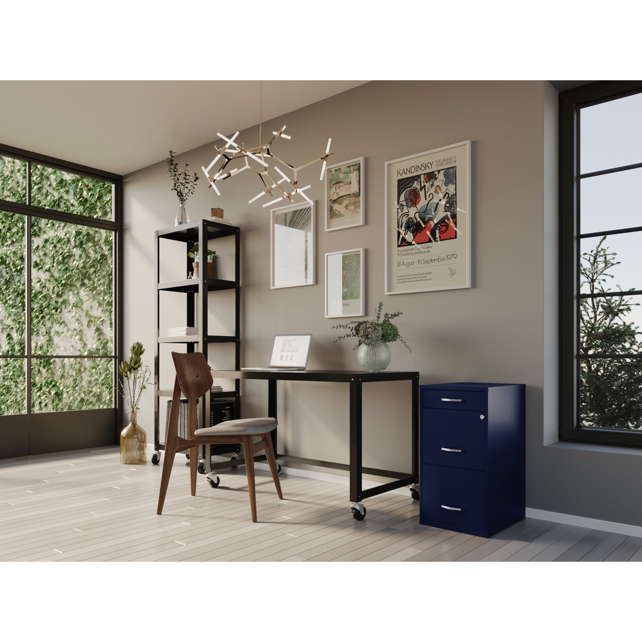 Space Solutions 3 Drawer Letter Width Vertical File Cabinet with Pencil Drawer, Navy
