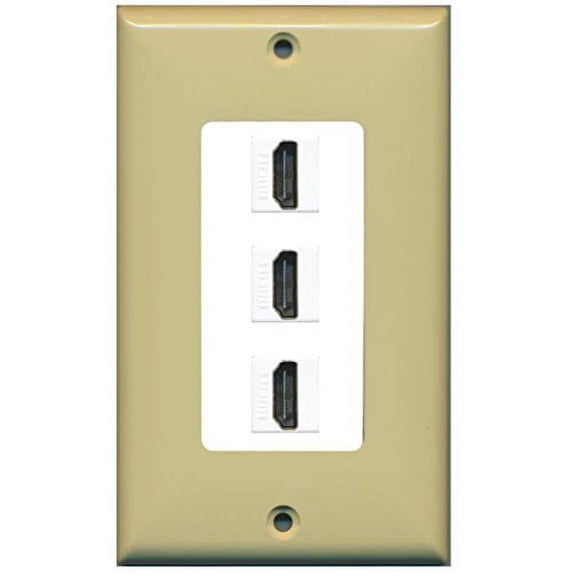 RiteAV - 3 Port HDMI Decorative Wall Plate - Ivory/White