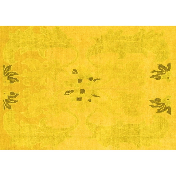 Ahgly Company Indoor Rectangle Abstract Yellow Modern Area Rugs, 5' x 8'