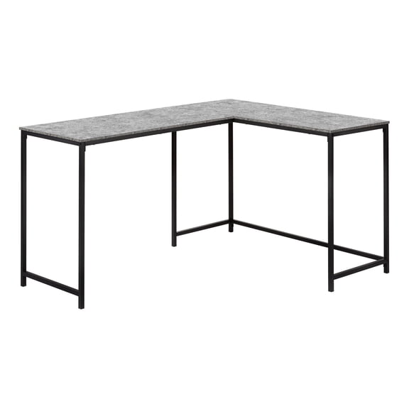 58 Inch Grey L Shaped Computer Desk with Black Metal Frame