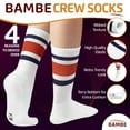 thumbnail image 2 of F|B Striped Retro Crew Socks for Women - Pair of 5 Triple Striped Socks with Terry Cushioned Sole, 2 of 6