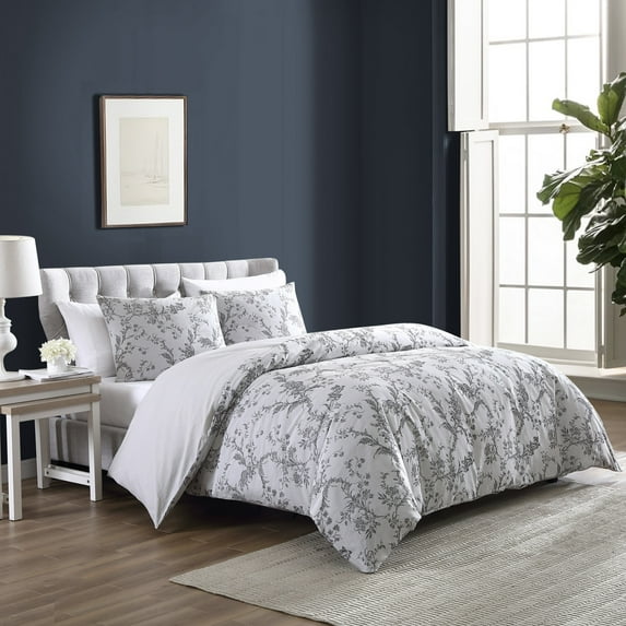 Brielle Home Farmington Floral Jacquard Cotton Duvet Cover Set