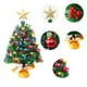 thumbnail image 4 of Mini árbol de Navidad de 17.7 pulgadas para escritorio | Árbol de PVC dorado y rojo con adornos, estrella superior, luces LED, fácil montaje, reutilizable, decoración festiva de mesa, 4 of 6