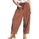 thumbnail image 3 of Pantalones de para Mujer, Estilo Holgado, de Pierna , Informales, con Cintura Elástica, Tipo Palazzo y Estilo Harem, con Bolsillos Marrón M, 3 of 8