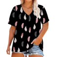thumbnail image 2 of Black Plus Size Tops Plus Size V Neck T Shirts Short Sleeve Tops Casual Summer Tshirts Loose Fit Tee Womens Shirts, 2 of 4