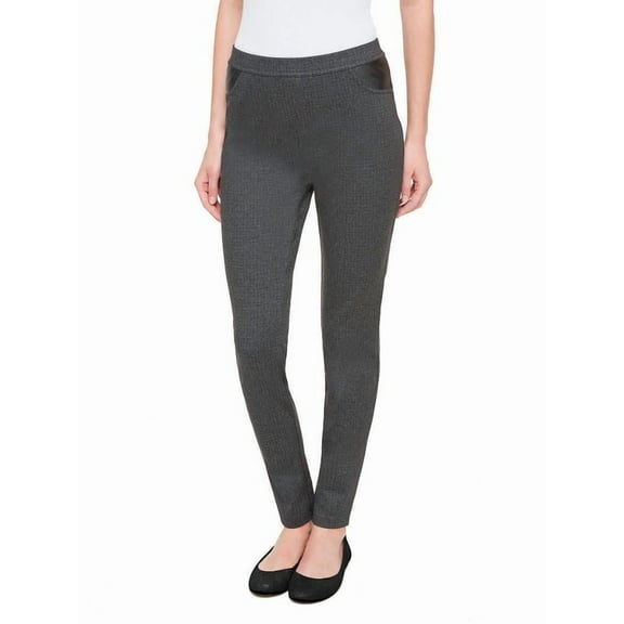 DKNY Womens Pull On Ponte Pant (Charcoal, Medium)