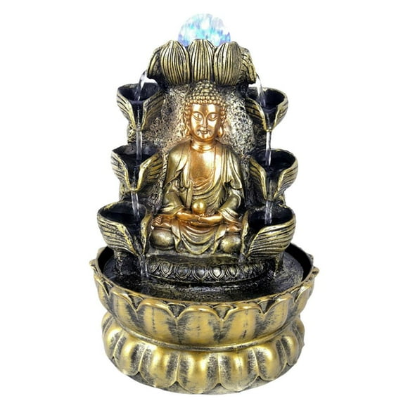 Buddha Tabletop Water Fountain Water Feature Decoration Landscape with Light