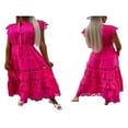 thumbnail image 4 of Elegant Women‘s Long Dress with Fly Sleeves and Button-down Design, 4 of 5