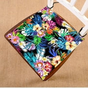 EREHome Blossom flowers colorful leaves monstera palm leaves seat pad chair pads seat cushion 20x20 Inch