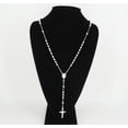 thumbnail image 4 of 925 Sterling Silver Diamond Cut Italian 5mm Rosary Beads Chain with Cross Necklace 24" Rosario, 4 of 6