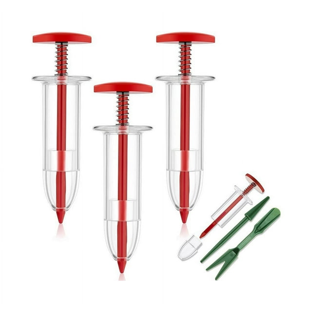Jinsinto Mini Semoir Distributeur de Graines Semoir Petit Épandeur de Graines Manuel à Main Jardinière de Graines Mini Épandeur Manuel Jardinière de Graines de Jardin pour Carotte, Laitue, Herbe et Épinard Graines 4 Graines Rouges