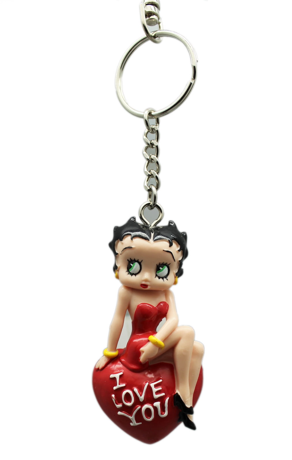 NEW BETTY BOOP LICENSED HEART SHAPE PICTURE  METAL KEYCHAIN . 
