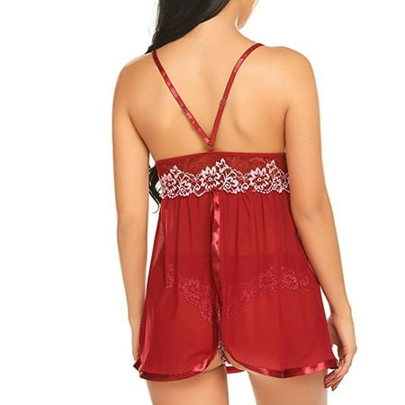 

RPVAT Women Sexy Lingerie Mesh Chemise Floral Sexy See Through Bodysuit Babydoll