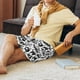 thumbnail image 5 of Balery Black White Halloween Pantalones cortos de pijama de punto de algodón para hombre con cinturilla y bolsillos-Small, 5 of 6
