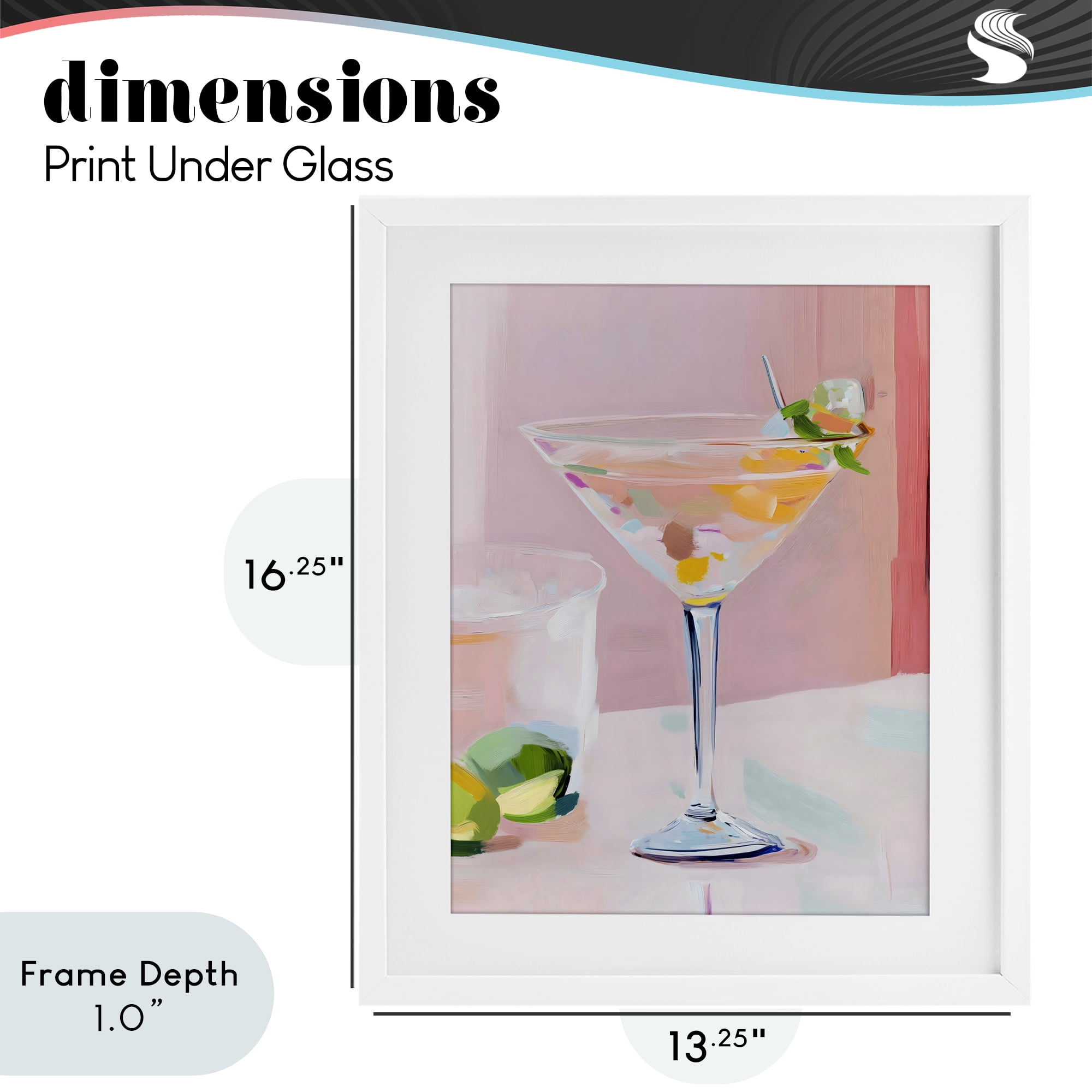 Stupell Industries Pink Martini Bar with Lime White Framed Print Under Glass, design by The Prints Vibe