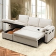 thumbnail image 1 of Canapé Sectionnel-Lit en L avec Chargement, Méridienne avec Rangement Usb, Lit Escamotable Réversible pour Petit Espace, Beige, 1 of 8