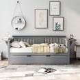 thumbnail image 2 of Twin Wooden Daybed with Trundle, Sofa Bed for Bedroom Living Room, Wood Daybed with a Trundle, Trundle Daybed Twin Size, Standard Twin Bed Frame, 2 of 7