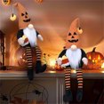 thumbnail image 3 of 18 Inch Halloween Gnome Plush with Dangling Legs, Sitting Elf Dwarf Figurines Dolls with Pumpkin Witch Hat, Autumn Shelf Sitters Gifts for Holiday Harvest Kitchen Table Decor (2PCS, A & B), 3 of 9