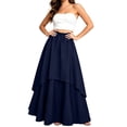 thumbnail image 5 of Vynhevius Women's Irregular Layered Maxi Skirt Solid Elastic Waist Vintage Medieval Casual Long A Line Skirts, 5 of 6