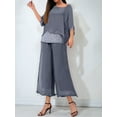thumbnail image 6 of Women'S 2 Piece Outfits Set Glitter Top Wide Leg Pants Casual Crew Neck Sequin Suit Grey XXXL, 6 of 8