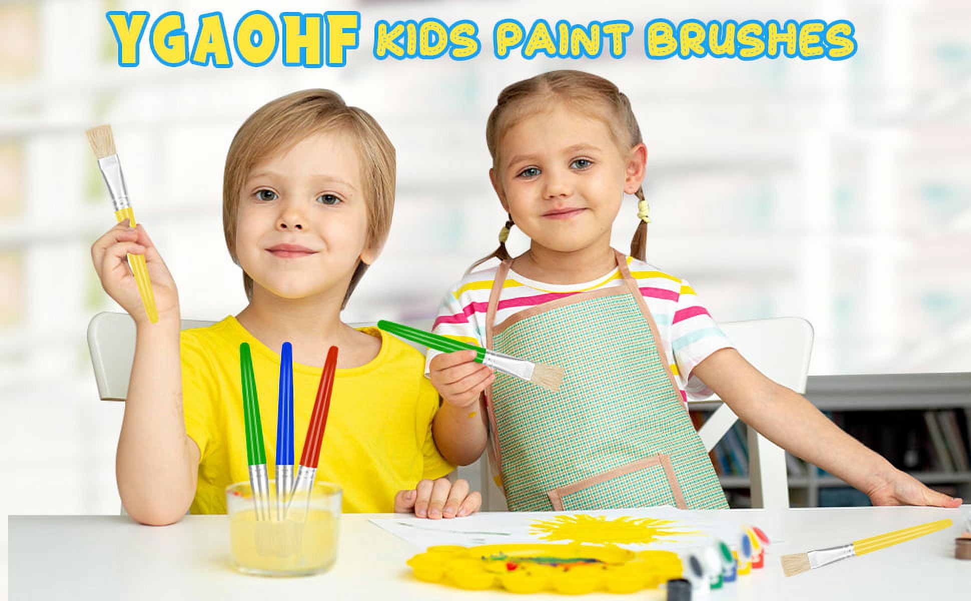 Toddler Paint Brushes 24 Pack, Hog Bristle Round And Flat Preschool Paint  Brushes For Washable Paint Acrylic Paint