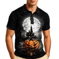 thumbnail image 3 of IAJDKMEK Halloween Men's Short Sleeve Polo Shirt - Collared Knit Shirt Breathable Summer Shirt for Holiday Wear, Daily, Golf Shirt & Costume,Black L, 3 of 7