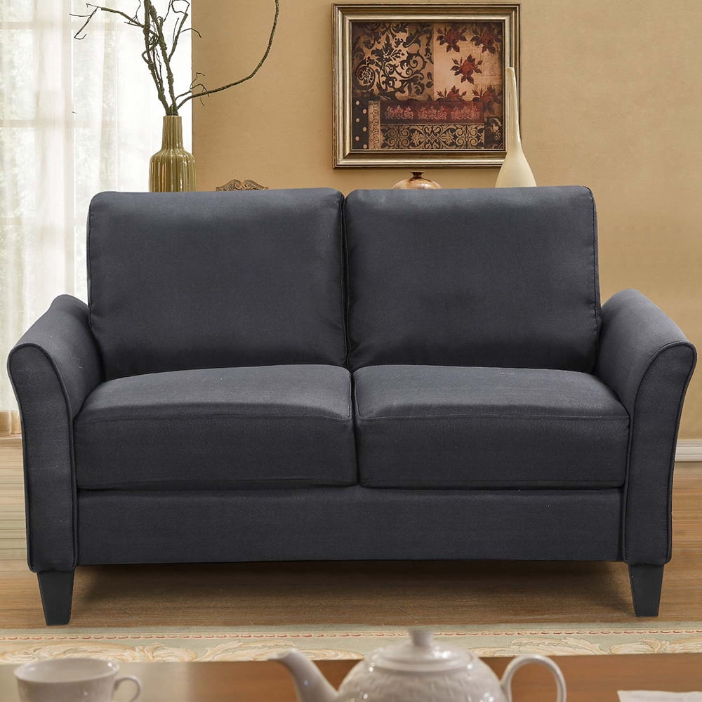 Lowestbes Modern Fabric Loveseat Sofa, Upholstered PU Leather 2Seat