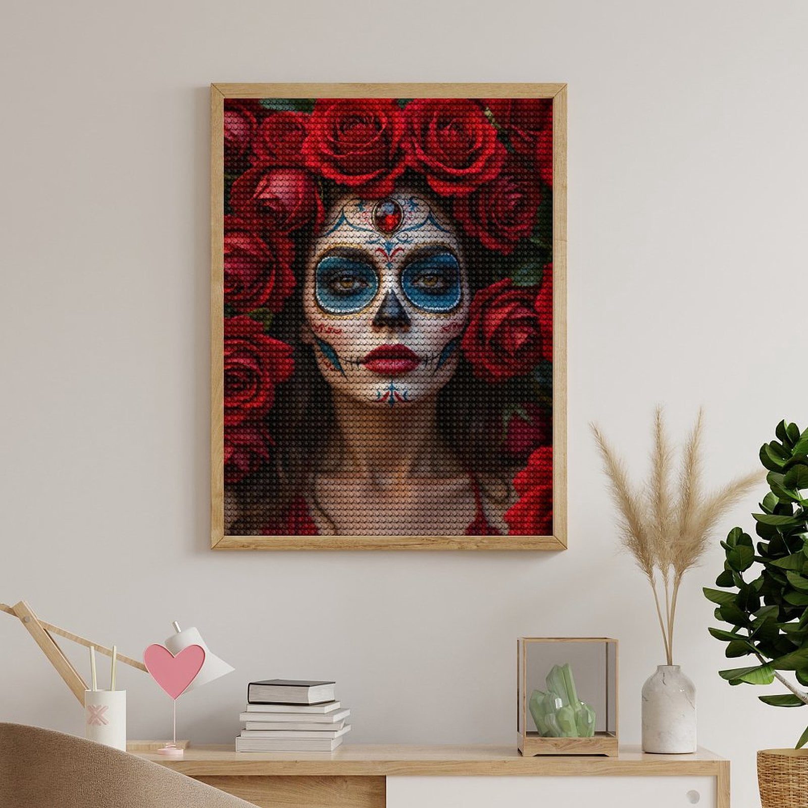 Diamond Art Kits for Adults, Red Rose Face Art Beauty 5D Diamond Painting Kits for Adults Beginners, DIY Full Drill Diamond Painting, Gem Art and Crafts 12x16