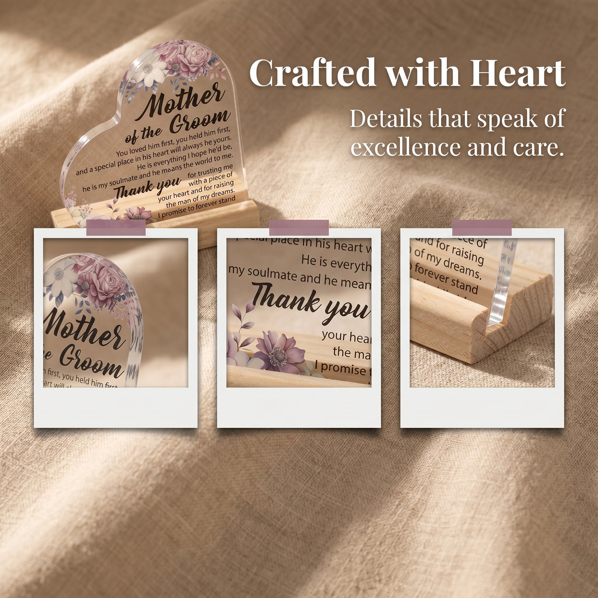 Unique Bargains Heart Wooden Sign  Square Tabletop Decor with Wooden Base  ["Style D"]