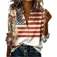 thumbnail image 2 of Wiyuqeen 4th of July Shirts Women Satin Silk Button Down Shirts Independence Day Print Dress Shirts Long Sleeve Blouses American Flag Shirts Multicolor XXL, 2 of 5