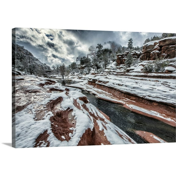 Great BIG Canvas | "Winter with snow at Slide Rock in Sedona, Arizona" Canvas Wall Art - 48x32