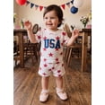 thumbnail image 5 of Cenuakty 2Pcs Toddler Boy Outfit Independence Day Short Sleeve Crew Neck Star Print Waffle Knit Tops and Elastic Waist Shorts, 5 of 9