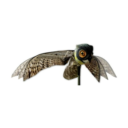 Bird-X Prowler Owl EC36 Lifelike Owl Decoy with Glassy Eyes and Moving Wings Easy to Install Perfect for Pigeon Hawk and More Covers up to 6 000 sq. ft. Black Small