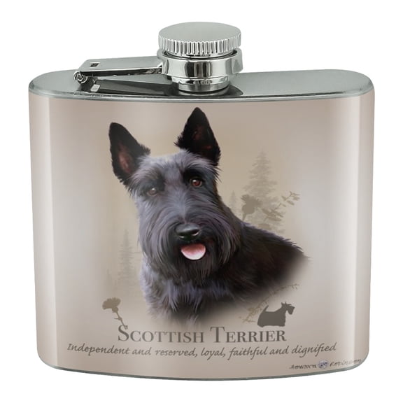 Scottish Terrier Scottie Dog Breed Stainless Steel 5oz Hip Drink Kidney Flask