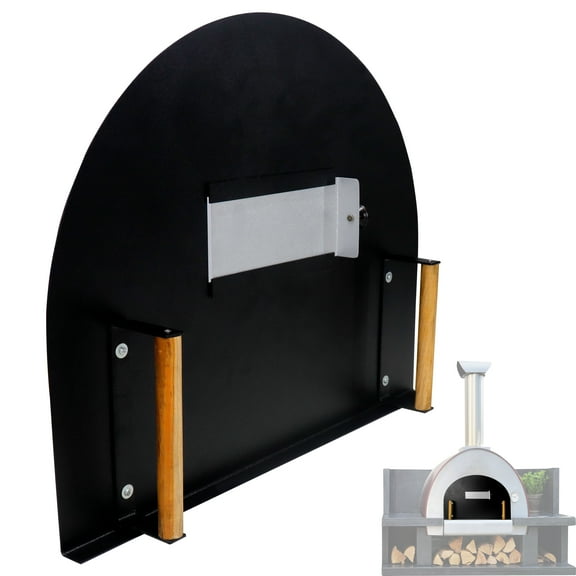Simond Store Pizza Oven Door 25” X 20” Stainless Steel 304 Heavy-Duty Oven Door with Wooden Handle for Indoor & Outdoor Pizza Oven, Outdoor Pizza Oven Kit