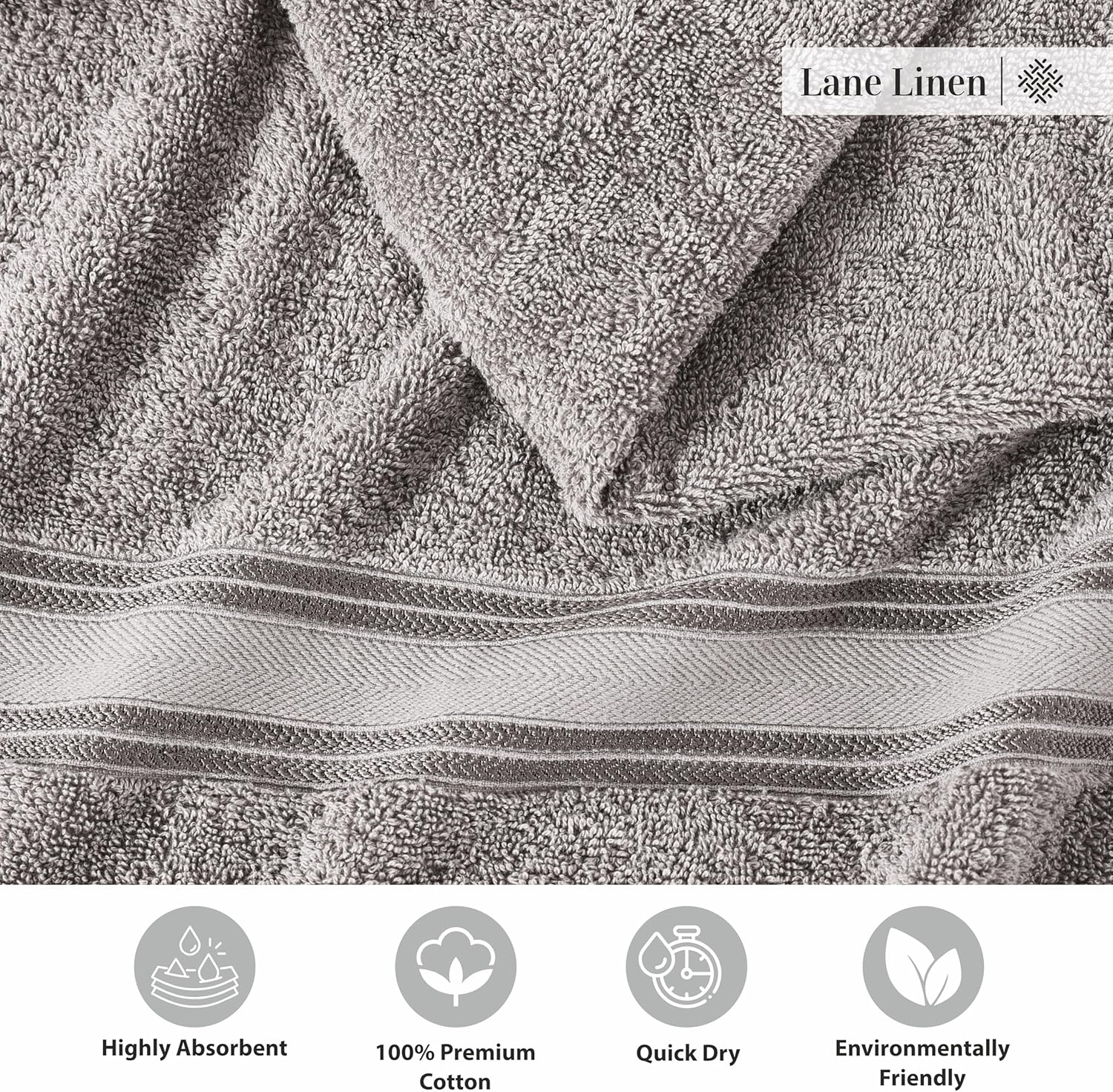 100% Cotton Bath Sheets Set of 4 (35"x66") - Zero Twist Cotton Extra Large Bath Towels Sets - Quick Dry, Soft & Absorbent Oversized Grey Towels Set - Pre Shrunk, Fade Resistant - Space Grey