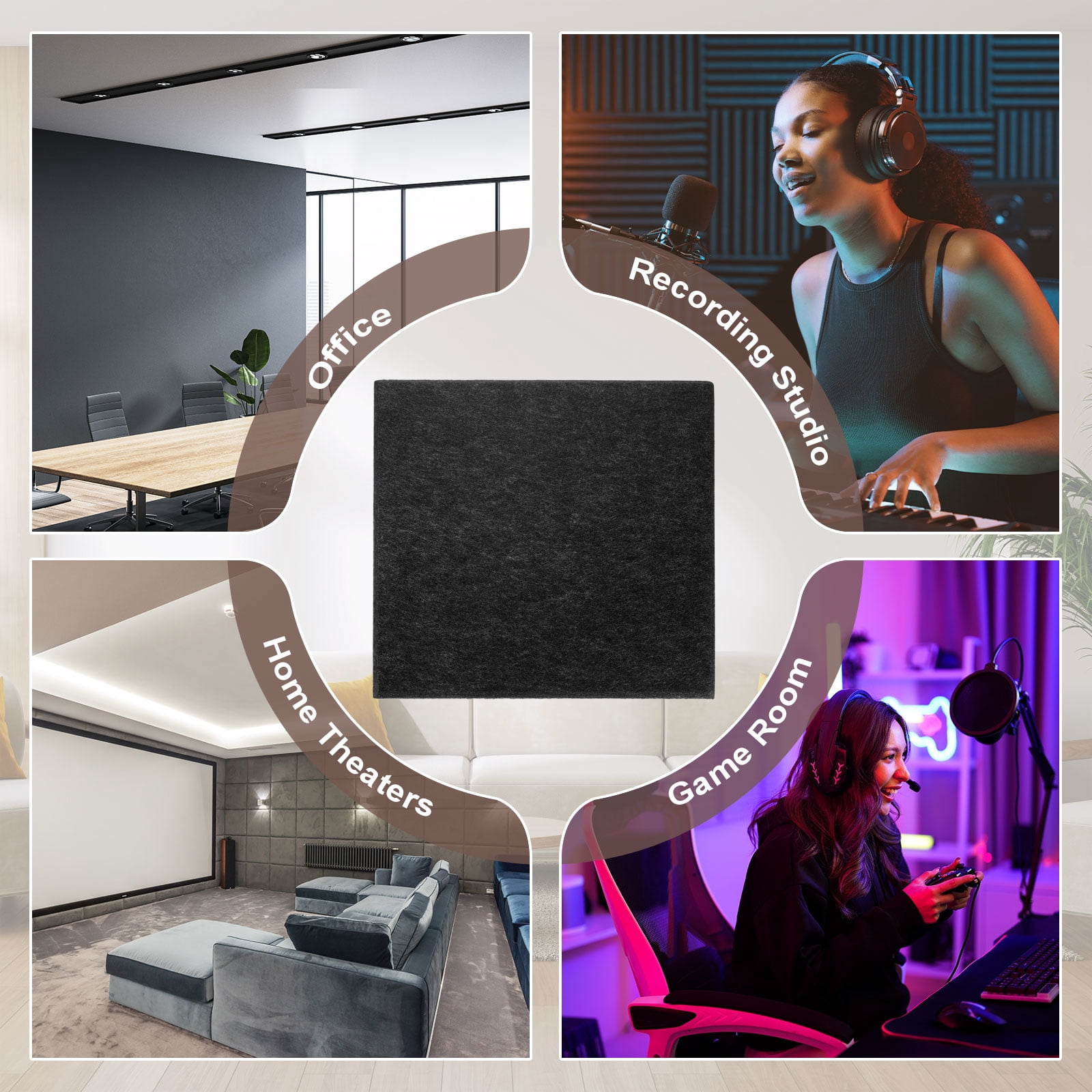 Uxcell 18pcs Acoustic Panels 11.8" x 11.8" x 0.3" Square Self Adhesive Sound Proof Wall Panels High Density Sound Deadening Foam Panel for Home Office Recording Room Studio, Black