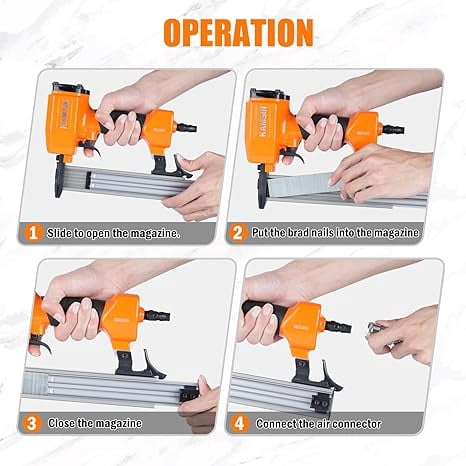 KAMSIN F30 18 Gauge Pneumatic Brad Nailer, Air Power Brad Nailer for Woodworking Furniture Cabinet